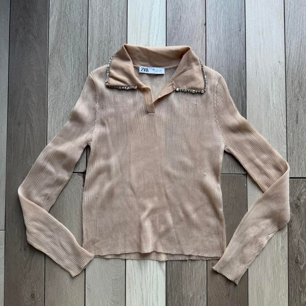 Zara ribbed knit top with